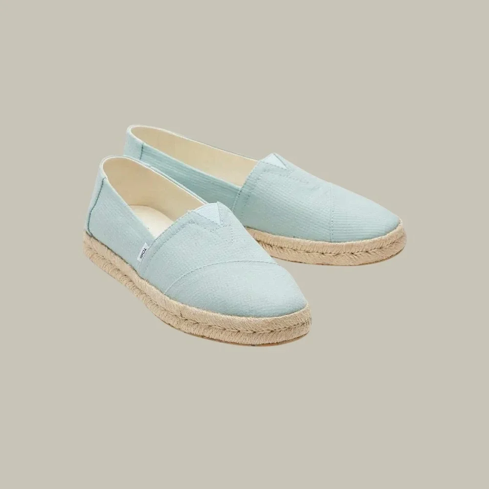 TOMS Alpargata Rope Espadrille Mint Green Textile Slip On Flats Womens Size 9.5